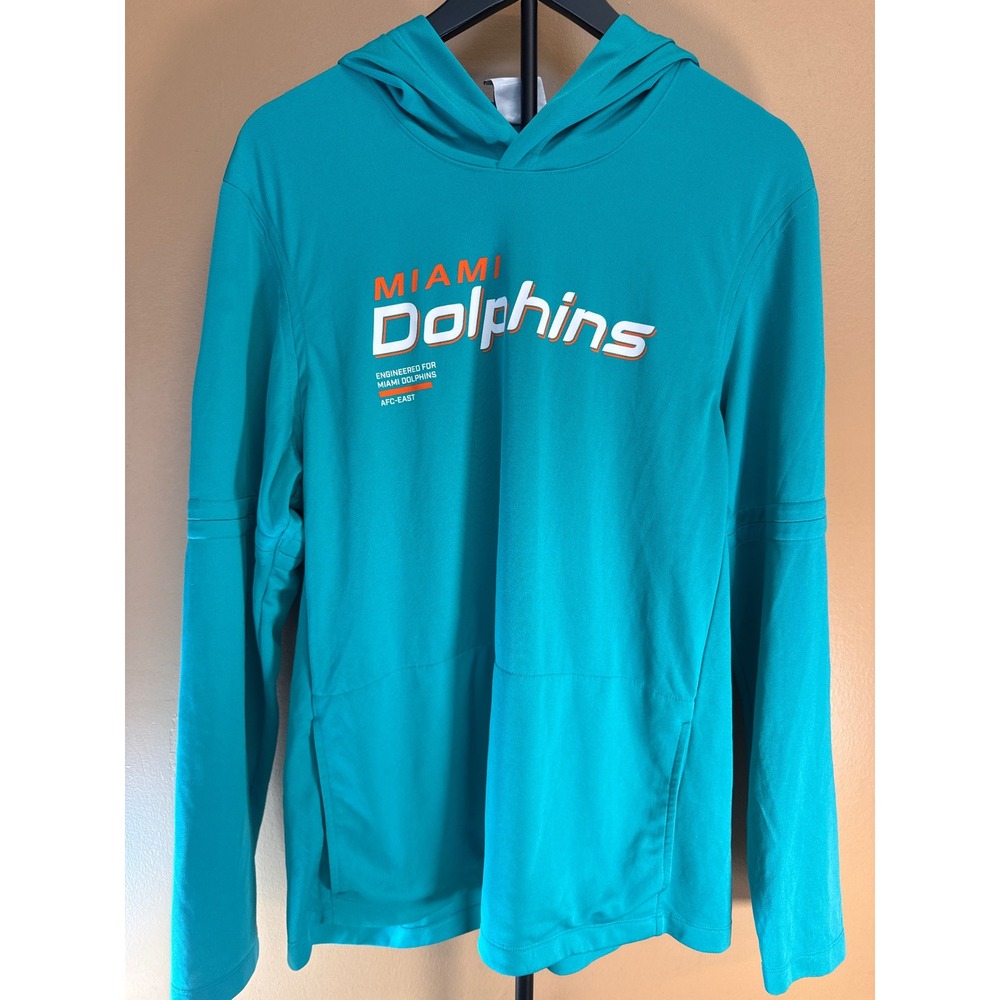 Nike Miami Dolphins NFL Dri-FIT Hoodie Mens Large Aqua Teal Performance Pullover
